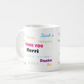 Kleurrijk Dank u vele talen personaliseren Koffiemok (Voorkant links)