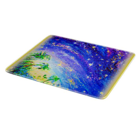 Kleurrijk dansend Oerwoud in de hemel. Bestel nu Snijplank (Hoek)