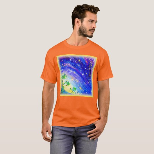 Kleurrijk dansend Oerwoud in de hemel. Bestel nu T-shirt (Voorkant volledig)