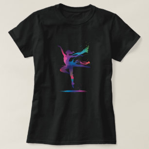 Kleurrijk dansend silhouet – levendige Waterverf T-shirt