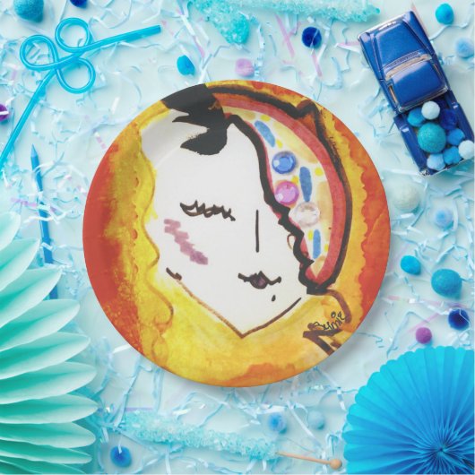 Kleurrijk decoratief bord met gezicht (Feest)