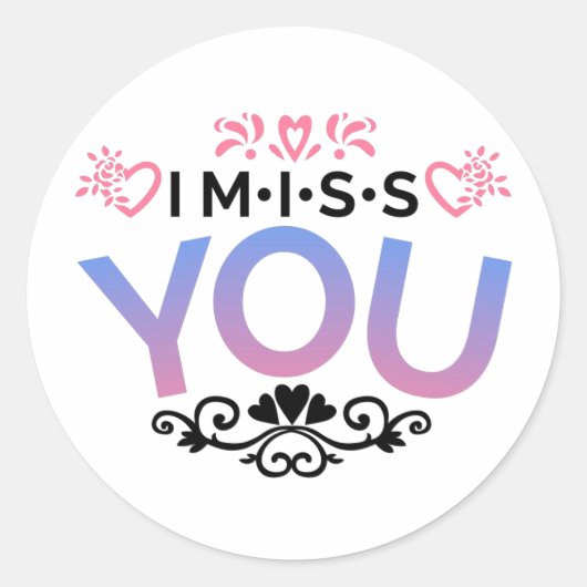 Kleurrijk decoratief mis ik je. ronde sticker (Voorkant)