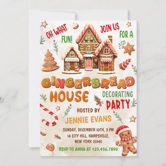 Kleurrijk decoratiefeest voor een huis van gemberk kaart (Voorkant)