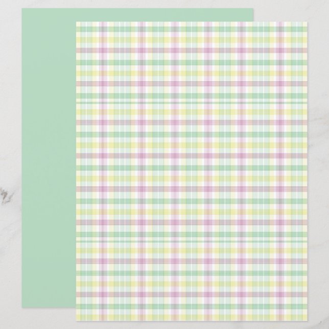 Kleurrijk Deens Plaid Scrapbook Papier (Voorkant / Achterkant)