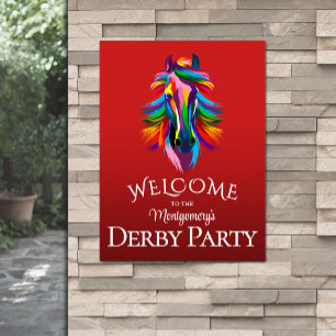 Kleurrijk Derby-feest met rode welkom Poster