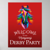 Kleurrijk Derby-feest met rode welkom Poster (Voorkant)
