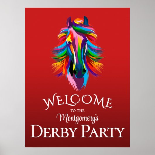 Kleurrijk Derby-feest met rode welkom Poster (Voorkant)