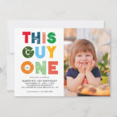 Kleurrijk Deze man is een jongen foto 1e verjaarda Kaart (Voorkant)