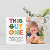 Kleurrijk Deze man is een jongen foto 1e verjaarda Kaart (Staand voorkant)