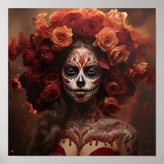 Kleurrijk Dia de los Muertos Poster | Dag van de D (Voorkant)