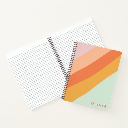 Kleurrijk diagonaal gepersonaliseerd bandstaal notitieboek (Binnen)