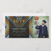 Kleurrijk Diagonaal Stripes Trendy Foto Afstuderen Aankondiging (Voorkant)