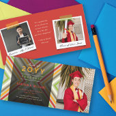 Kleurrijk Diagonaal Stripes Trendy Foto Afstuderen Aankondiging