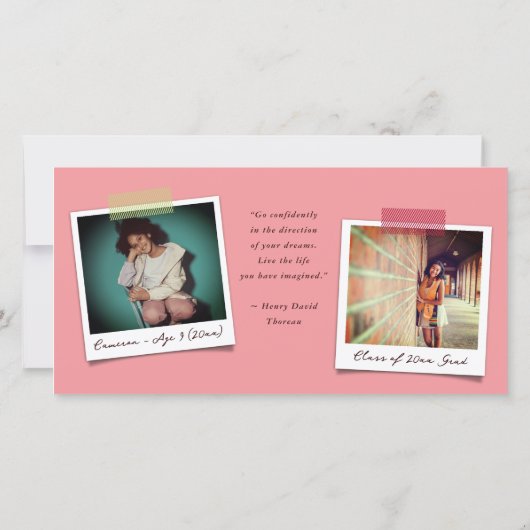 Kleurrijk Diagonaal Stripes Trendy Foto Afstuderen Aankondiging (Achterkant)