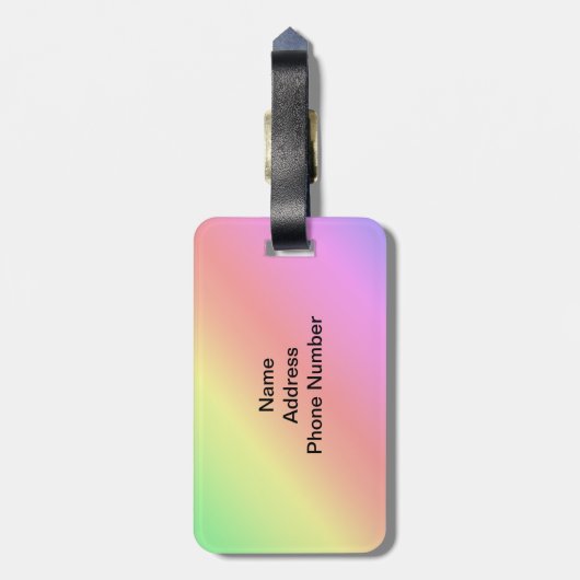 Kleurrijk diagonaal van regenbooggradiënt bagagelabel (Achterkant verticaal)