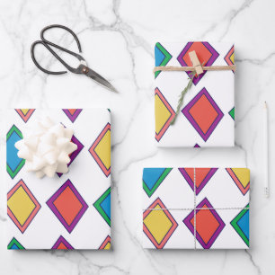 Kleurrijk Diamant Geometrisch Patroon Inpakpapier Vel