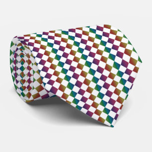 Kleurrijk diamant schaakbord patroon stropdas