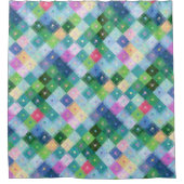 Kleurrijk diamantpatroon douchegordijn (Voorkant)