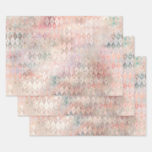 Kleurrijk diamantpatroon met vervorming inpakpapier vel