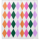 Kleurrijk Diamantpatroon Mid Century Modern Douchegordijn (Voorkant)