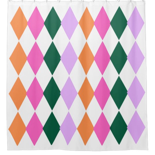 Kleurrijk Diamantpatroon Mid Century Modern Douchegordijn (Voorkant)