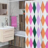 Kleurrijk Diamantpatroon Mid Century Modern Douchegordijn