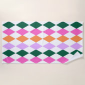 Kleurrijk Diamantpatroon Mid Century Modern Strandlaken (Voorkant)