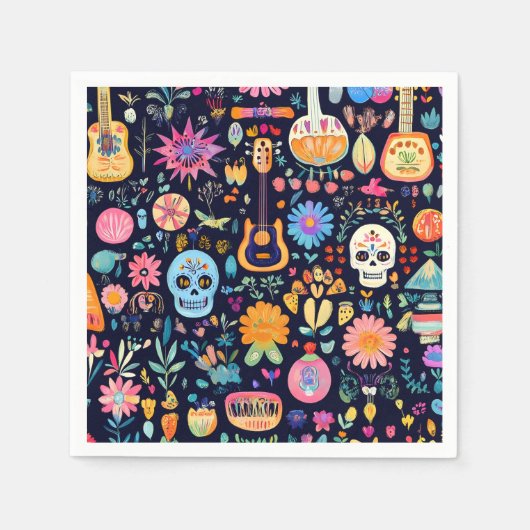 Kleurrijk Dias de los muertos patroon Servet (Voorkant)