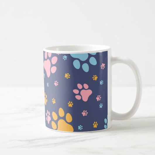 Kleurrijk Dierenpootafdrukken Patroon Koffiemok (Rechts)
