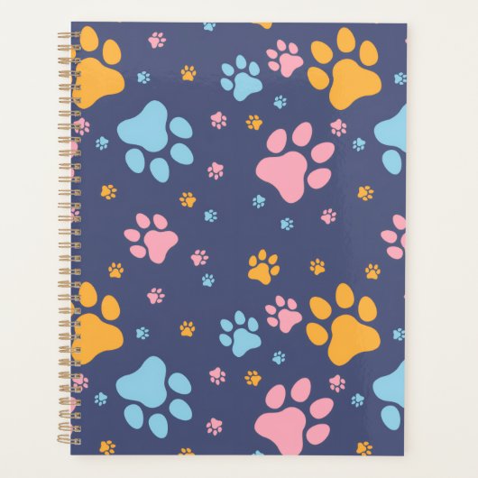 Kleurrijk Dierenpootafdrukken Patroon Planner (Voorkant)