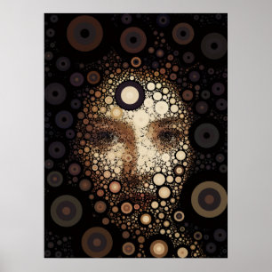 Kleurrijk digitaal abstract vrouwenportret decor poster