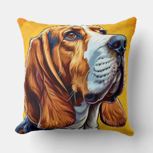 Kleurrijk digitaal kunstwerk van een Beagle-hond Kussen