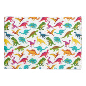 Kleurrijk Dinosaur-patroon met naam T-Rex Green Pi Kussensloop (Achterkant)