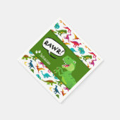 Kleurrijk Dinosaur-patroon met naam T-Rex Green Servet (Hoek)