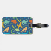 Kleurrijk Dinosaur-patroon om u aan te passen Bagagelabel (Achterkant horizontaal)