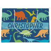 Kleurrijk Dinosaur-patroon om u aan te passen Groot Cadeauzakje (Voorkant)