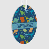 Kleurrijk Dinosaur-patroon om u aan te passen Ornament (voorkant)