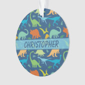 Kleurrijk Dinosaur-patroon om u aan te passen Ornament (voorkant)