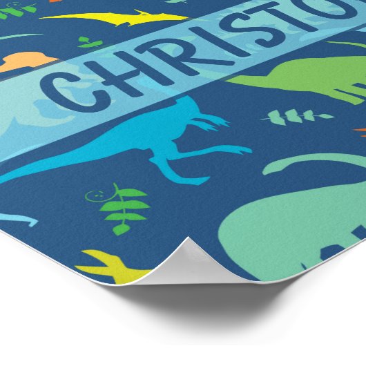 Kleurrijk Dinosaur-patroon om u aan te passen Poster (Hoek)