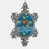 Kleurrijk Dinosaur-patroon om u aan te passen Tin Sneeuwvlok Ornament (Links)