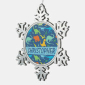 Kleurrijk Dinosaur-patroon om u aan te passen Tin Sneeuwvlok Ornament (Rechts)
