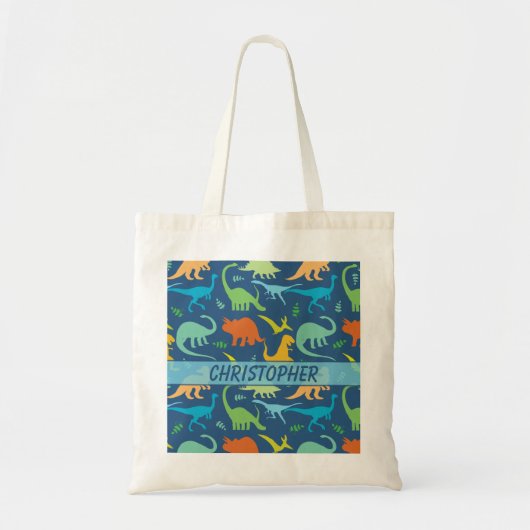Kleurrijk Dinosaur-patroon om u aan te passen Tote Bag (Voorkant)