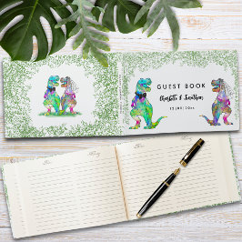 Kleurrijk Dinosaur Thema Trouwen Gastenboek