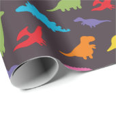 Kleurrijk dinosauripatroon, kinder cadeaupapier (Rol Hoek)