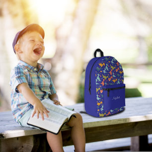 Kleurrijk dinosaurus cartoontje leuk patroon blauw bedrukte rugzak