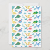 Kleurrijk dinosaurus-thema verjaardagsfeestje kaart (Achterkant)