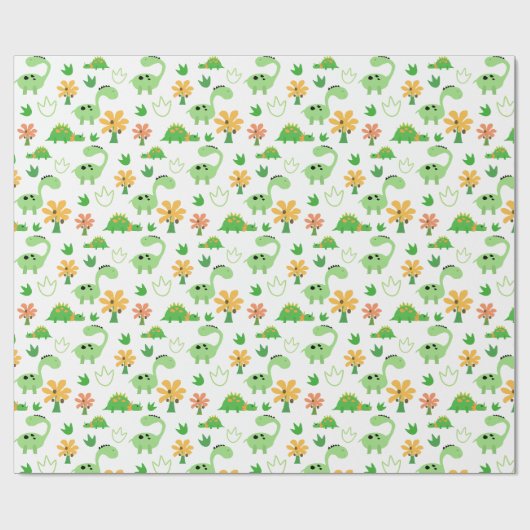 Kleurrijk Dinosauruspatroon Cadeaupapier (Vlak)