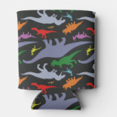 Kleurrijk dinosauruspatroon (donker) blikjeskoeler (Achterkant)