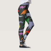 Kleurrijk dinosauruspatroon (donker) leggings (Rechts)