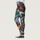Kleurrijk dinosauruspatroon (donker) leggings (Links)